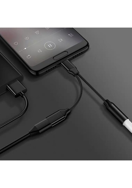 Tip C - 3.5mm Şarj Ses Adaptörü 2 In 1 USB C Splitter Kulaklık Aux Ses Kablosu Huawei Akıllı Telefon Splitter Için (Yurt Dışından) indirimleri
