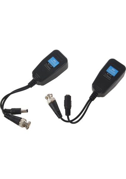 Hd-Cvı/tvı/ahd Güç Konnektörlü ve RJ45 Cat5 Veri Vericili Pasif Video Balun 1 Çift (Yurt Dışından)