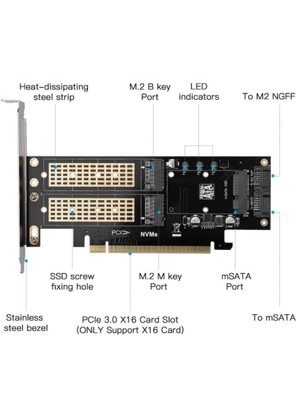 3'ü 1 Arada Ngff ve Msata SSD Adaptör Kartı, 2280/2260 Için M.2 Nvme'den Pcıe/m.2 Sata Ssd'ye Sata Iıı/msata'dan Sata Adaptörüne (Yurt Dışından) fırsatları
