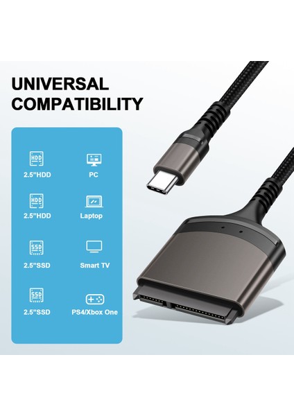 Type-C Sata 3.0 Kablo Sata USB C Adaptörü Sata Kablosu 2.5 Inç Harici SSD HDD Sabit Sürücü 22 Pin Sata Iıı Pc Için (Yurt Dışından) modelleri
