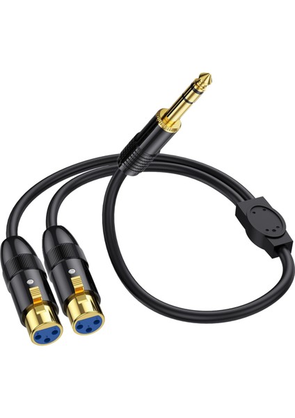 Çift Dişi Xlr'den 1/4 Inç Trs Stereo Erkek Fiş Y-Ayırıcı Kablo 2-Xlr Dişi'den Çeyrek Inç Adaptör Yama Kablosu-B (Yurt Dışından)