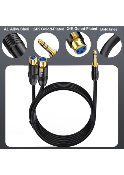 Çift Dişi Xlr'den 1/4 Inç Trs Stereo Erkek Fiş Y-Ayırıcı Kablo 2-Xlr Dişi'den Çeyrek Inç Adaptör Yama Kablosu-B (Yurt Dışından) fiyatları