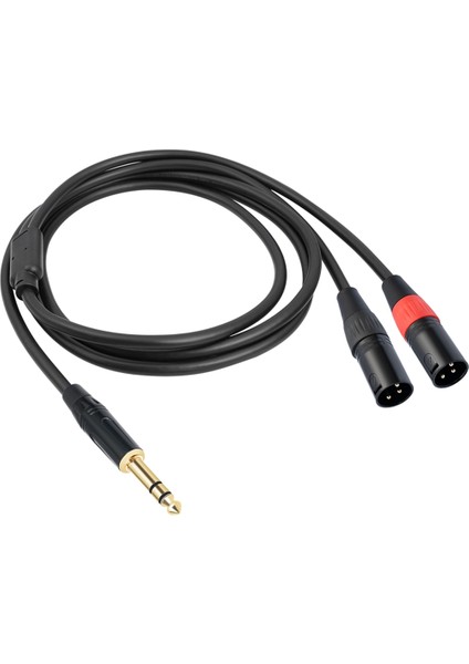 Jack 6.35MM 1/4 Trs Stereo Çift Xlr Erkek Ses Kablosu Uzatma Kablosu Y Ayırıcı Ses Kablosu 100CM (Yurt Dışından)