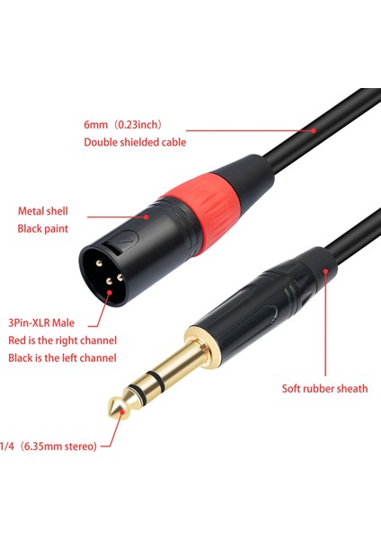 Jack 6.35MM 1/4 Trs Stereo Çift Xlr Erkek Ses Kablosu Uzatma Kablosu Y Ayırıcı Ses Kablosu 100CM (Yurt Dışından) fiyatları