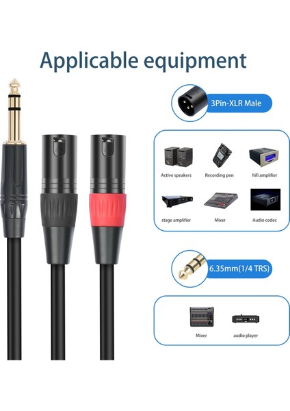 Jack 6.35MM 1/4 Trs Stereo Çift Xlr Erkek Ses Kablosu Uzatma Kablosu Y Ayırıcı Ses Kablosu 100CM (Yurt Dışından) modelleri