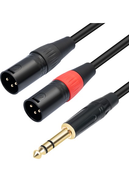Jack 6.35MM 1/4 Trs Stereo Çift Xlr Erkek Ses Kablosu Uzatma Kablosu Y Ayırıcı Ses Kablosu 100CM (Yurt Dışından) fırsatları