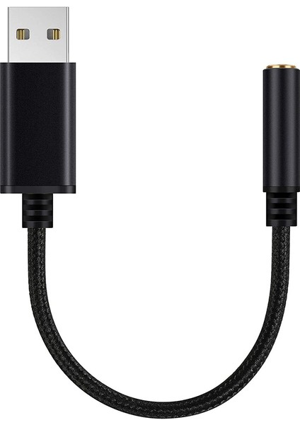 USB - 3,5 mm Kulaklık Jakı Ses Adaptörü, Pc Için Harici Stereo Ses Kartı, Dizüstü Bilgisayar, Ps4 Için, Mac Vb Için (0,6 Feet, Siyah) (Yurt Dışından)