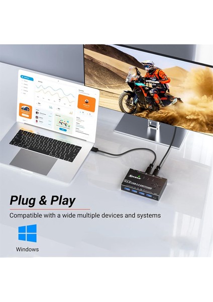 Kceve USB 3.0 Anahtarı 4 Bilgisayar, 4 Port USB Anahtarı Seçici Klavye Fare Anahtarı Yazıcı Paylaşıcı (Yurt Dışından) modelleri