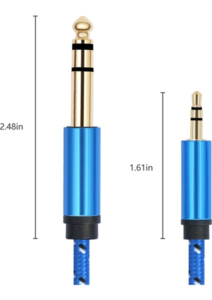 3,5 Mm'den 6,35 Mm'ye Adaptör Aux Kablosu Mikser Amplifikatör Altın Kaplama 3,5 Jak'tan 6,5 Jak'a Aux Cabo Erkek'ten Erkek'e 300 cm (Yurt Dışından)