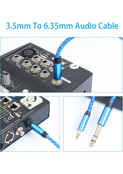 3,5 Mm'den 6,35 Mm'ye Adaptör Aux Kablosu Mikser Amplifikatör Altın Kaplama 3,5 Jak'tan 6,5 Jak'a Aux Cabo Erkek'ten Erkek'e 300 cm (Yurt Dışından)