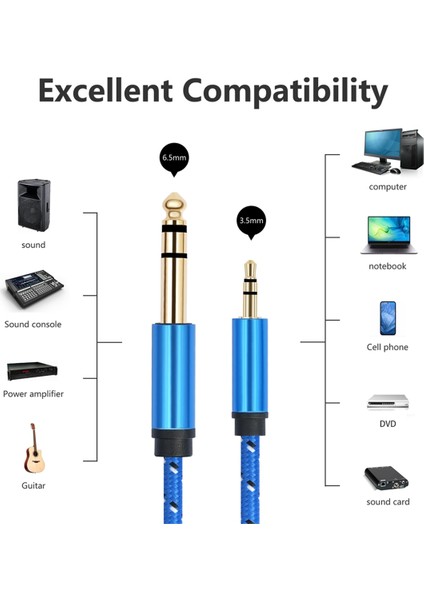 3,5 Mm'den 6,35 Mm'ye Adaptör Aux Kablosu Mikser Amplifikatör Altın Kaplama 3,5 Jak'tan 6,5 Jak'a Aux Cabo Erkek'ten Erkek'e 200 cm (Yurt Dışından) indirimleri