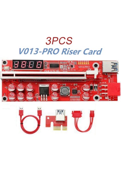 3 Adet V013 Pro Pcie Yükseltici Kart Pcie X1'den X16'YA Yükseltici Grafik Kartı Uzatma Kablosu Sıcaklık Kontrolü Madencilik Madenci Için (Yurt Dışından)