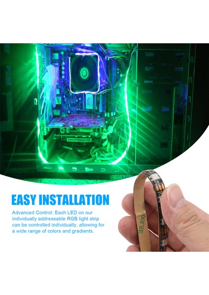 Pc Kasası Için Rgb Işık Şeridi Anakart Için Adreslenebilir LED Işık Şeridi 5V 3-Pin Başlık Oyun Kasası Bilgisayar (0,5 M) (Yurt Dışından) indirimleri