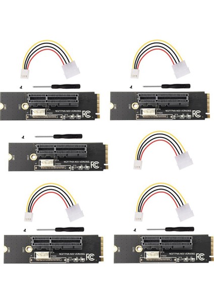 Set Ngff - Pcı-E Yükseltici Kart M.2 SSD Bağlantı Noktası - Pcıe X4 Genişletme Kartı Yuvası Adaptörü Yükseltici Kablo, Büyük 4pin Güç Kaynağı (Yurt Dışından)