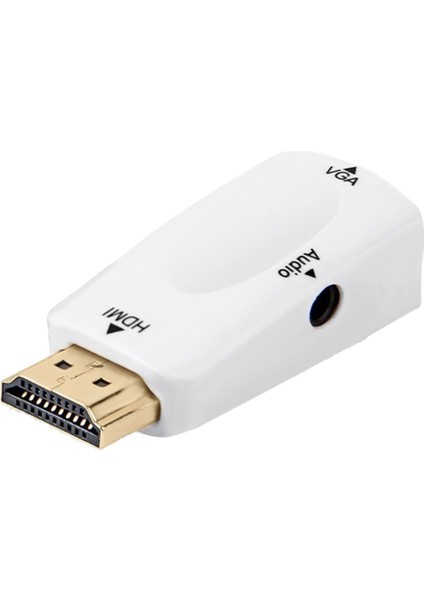 1080P HDMI Erkek - VGA Dişi Adaptör Video Dönüştürücü, Ses Çıkışı N3 Beyaz (Yurt Dışından)