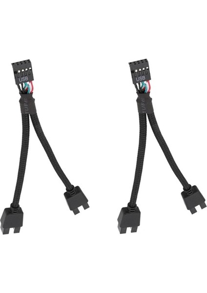 2 Adet Bilgisayar Anakart USB 2.0 9 Pin Çift 9 Pin Uzatma Kablosu Y Ayırıcı Ses Hd Uzatma Kablosu Siyah (Yurt Dışından)