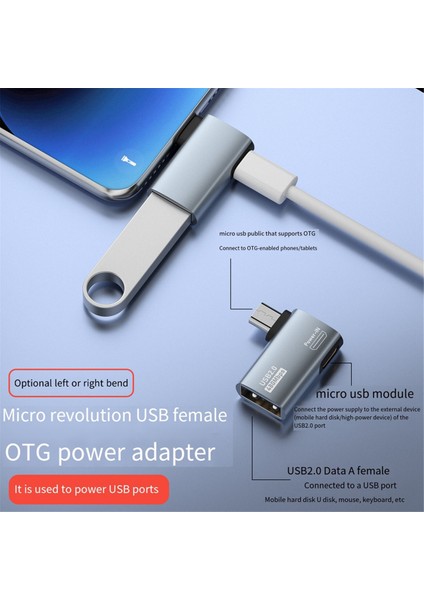 4K Otg Kablo Adaptörü Güç Sağlayan Açı Tasarımlı Mikro Usb'den Usb'ye. Tablet, Tv (Sağ) Için Uygundur (Yurt Dışından) fırsatları