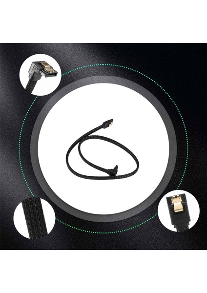 50CM Sata 3.0 Iıı Sata3 7pin Veri Kablosu Dik Açı 6gb/s SSD Kabloları HDD Sabit Disk Veri Kablosu Naylon Kılıflı (Siyah) (Yurt Dışından) indirimleri