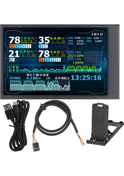 3.5 Inç IPS LCD Monitör Ekran Mini Kapasitif Ekran AIDA64 USB Bilgisayar Monitörü USB LCD Ekran Pc Kasa Linux (Yurt Dışından)