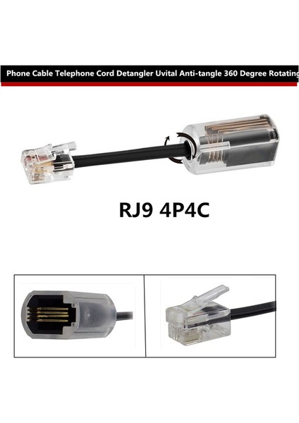 10 Adet Telefon Kablosu Açıcı Rj9 4P4C 360 Derece Genişletilmiş Döndürülebilir Anti-T Açı Siyah Telefon Kablosu Sabit Hat Kablosu (Yurt Dışından) indirimleri