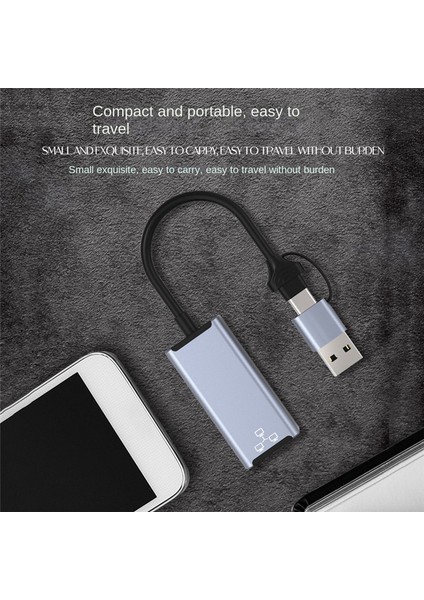 USB A/usb C Çift Konnektör Ağ Adaptörü USB RJ45 Ethernet Adaptörü Dizüstü Macbook Için Harici Ağ Kartı (1000 Mbps) (Yurt Dışından) indirimleri