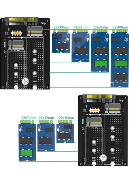 Çift M.2 B Anahtarı/b&m Anahtarı Ssd'den 2.5 Inç Sata Iıı Adaptörüne Çerçeve Braketi - Msata Ssd'yi 7 mm 2.5 Inç Sata Sürücüsü Olarak Tutun (Yurt Dışından) indirimleri