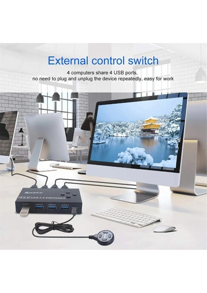 Kceve USB 3.0 Switcher Km Switch Seçici 4 Bilgisayar Dizüstü Bilgisayar Masaüstü Hub Ayırıcı Kvm Macbook Pro Klavye Fare (Yurt Dışından) indirimleri