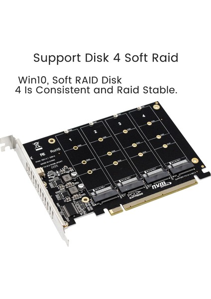 Bağlantı Noktalı M.2 Nvme Ssd'den Pcıe X16M Anahtar Sabit Disk Dönüştürücü Okuyucu Genişletme Kartı, 4 x 32 Gbps Aktarım Hızı (Yurt Dışından) fiyatları