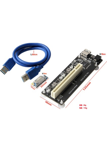 Pcıe Pcı-E Pcı Express X1 Pcı Yükseltici Kart Veri Yolu Kartı Yüksek Verimli Adaptör Dönüştürücü USB 3.0 Kablosu Masaüstü Bilgisayar Için (Yurt Dışından) fiyatları