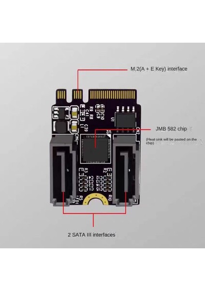 M2'den Sata3.0 Genişletme Kartı Key A+E Wıfı M.2'den Sata HDD Adaptörüne Sürücüsüz JMB582 Adaptör Kartı (Yurt Dışından) indirimleri