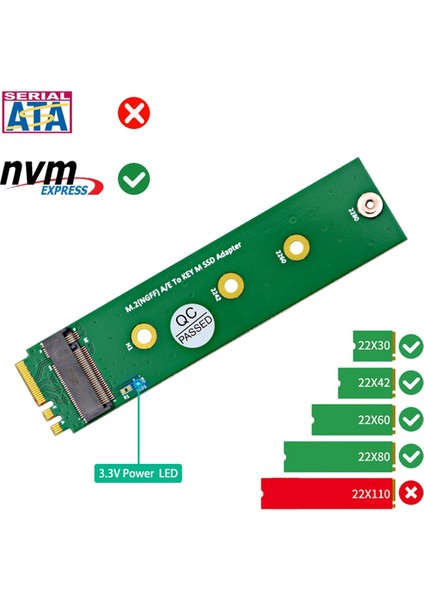 M.2 Ngff A/e - Key-M SSD Adaptör Dönüştürücü M.2 A+E - M2 Nvme SSD Yükseltici Kart Desteği 2230 2242 2260 2280 M2 SSD (Yurt Dışından) modelleri