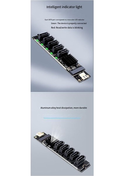 Adaptör Kartı Type-C'den Sata'ya 5 Portlu Sata3 6gbps USB10G Genişletme Adaptör Kartı JM575+JMS580 (Yurt Dışından) indirimleri