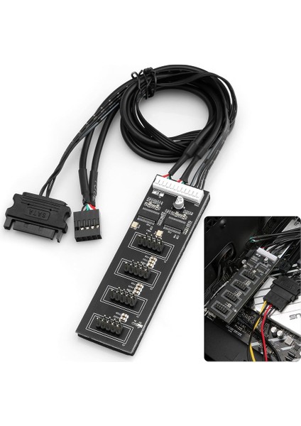 9pin USB Başlık Ayırıcı, Sata Güç Kablolu USB 2.0 Başlık Ayırıcı, Cpu/rgb Işık/yazıcı Için Dahili USB Hub (Yurt Dışından) fiyatları