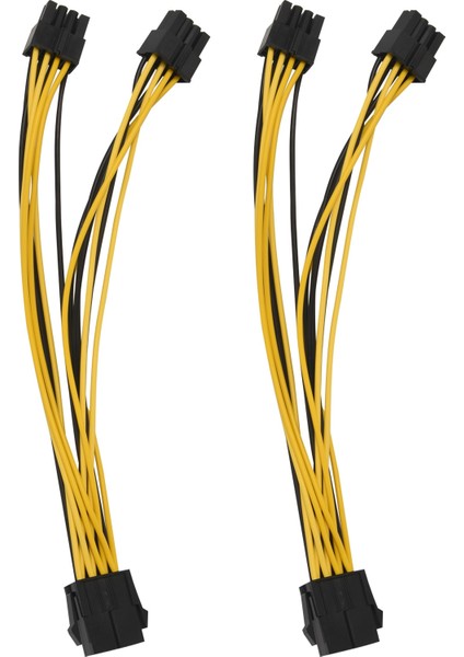 2 Adet Cpu 8pin Kadın 1 Ila 2 Erkek 4 + 4pin Y Splitter Güç Uzatma Kablosu Kablosu 18AWG 20 cm (Yurt Dışından)