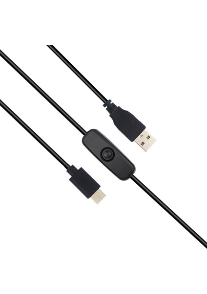 Güç Adaptörü Kablosu 5V 3A Usb'den Tip-C'ye Güç Kaynağı Kablosu, Raspberry Pi 4 Için Açma/kapama Düğmesi ile (Yurt Dışından)