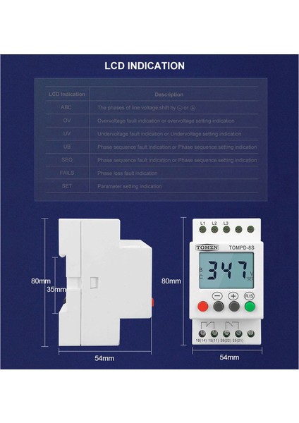 Fazlı Din Rayı Ayarlanabilir Aşırı Gerilim Koruyucu Gerilim Izleme Sırası Koruma Rölesi (Yurt Dışından) fırsatları