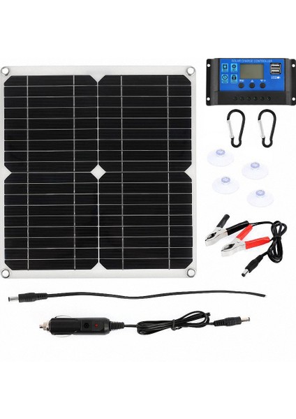50A Kontrol Üniteli 20W 18V Güneş Pili Şarj Paneli Açık Hava Taşınabilir Monokristal Silikon Güneş Şarj Modülü (Yurt Dışından)