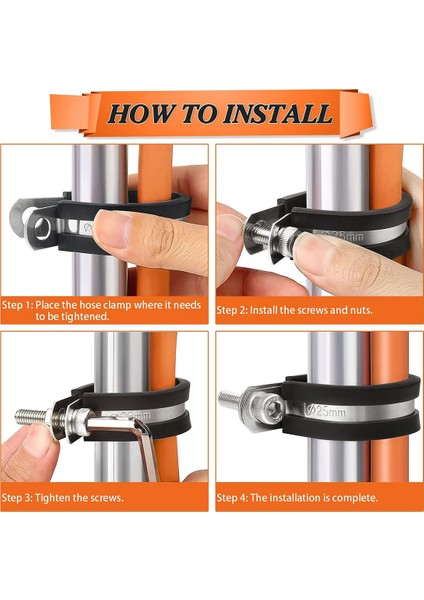 60 Adet Kablo Kelepçeleri Çeşitler Kiti, 304 Paslanmaz Çelik Kauçuk Yastık Boru Kelepçeleri R Tipi Hortum Kelepçesi 7 Boyutları (Yurt Dışından) modelleri