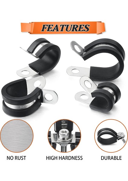 60 Adet Kablo Kelepçeleri Çeşitler Kiti, 304 Paslanmaz Çelik Kauçuk Yastık Boru Kelepçeleri R Tipi Hortum Kelepçesi 7 Boyutları (Yurt Dışından) fırsatları
