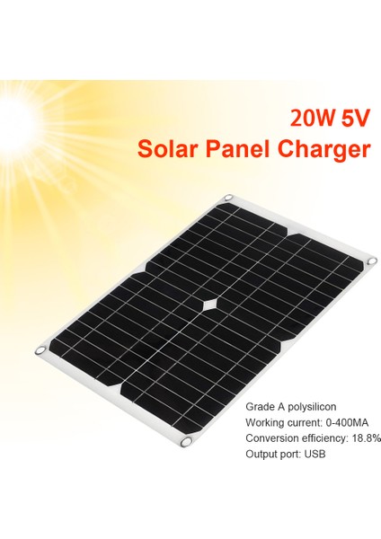 20W 18V Araba Aküsü Güneş Enerjisi Şarj Cihazı Açık Taşınabilir USB Monokristal Güneş Paneli Cep Telefonu Eylem Kamera Araba Için (Yurt Dışından) fiyatları