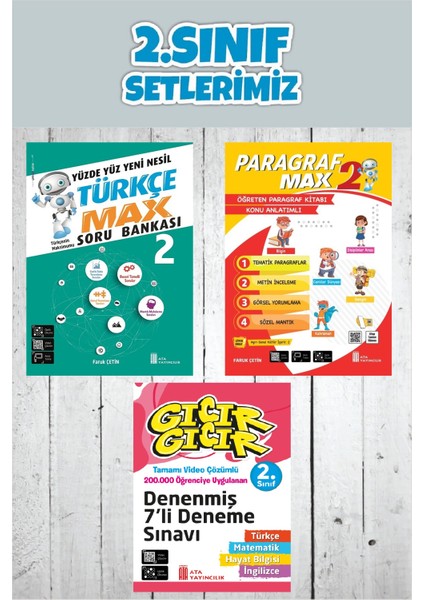 2.sınıf Yüzde Yüz Yeni Nesil Türkçe Max+Paragraf Max Konu Anlatımlı+Gıcır Gıcır Denenmiş 7 Li Deneme
