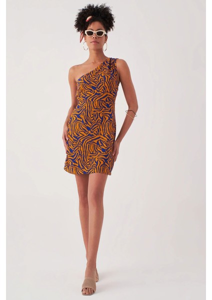 Kadın Askılı Tek Omuzlu Mini Elbise 7002-450-0008