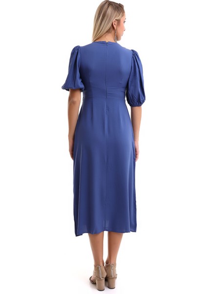 Kadın Kısa Kollu Göbek Dekolteli Midi Elbise 7002-450-0005 indirimleri