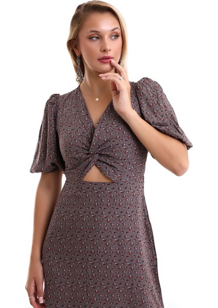 Kadın Kısa Kollu Göbek Dekolteli Midi Elbise 7002-450-0005 fiyatları