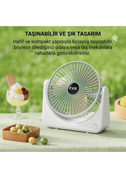 1200MAH Ultra Ferahlatıcı Masaüstü Vantilatör, Portatif, Taşınabilir Hafif Fan, Ofis, Ev Için Mini Fan