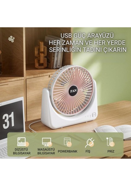 1200MAH Ultra Ferahlatıcı Masaüstü Vantilatör, Portatif, Taşınabilir Hafif Fan, Ofis, Ev Için Mini Fan
