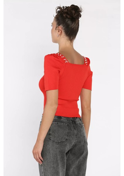 Inci Detaylı Kısa Kol Triko Bluz P-00017794 modelleri