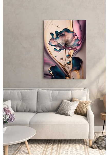 Sıvı Çiçekler Altın Hüzme Kanvas Tablo – NV00283 modelleri