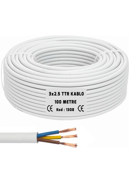 3x2.5 Ttr Seslendirme Kablosu Beyaz 100MT BRK-325B