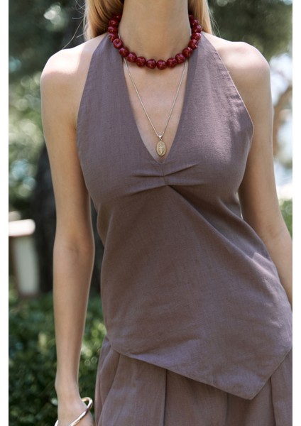 Onagho Boyundan Bağlı Açık Kahve Crop modelleri